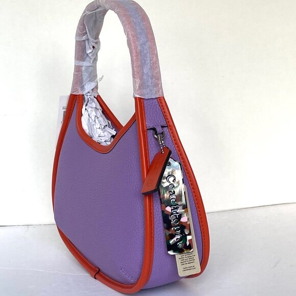 Coach Ergo Bag Coachtopia Purple Shoulder Bag 90s Leather CK112 Iris Sun Orange - Picture 3 of 9